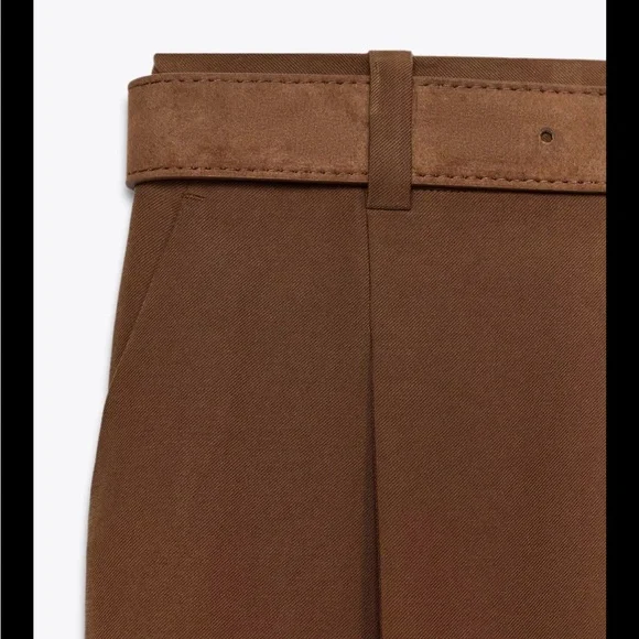 Zara brown belted flowy pants - Picture 6 of 7